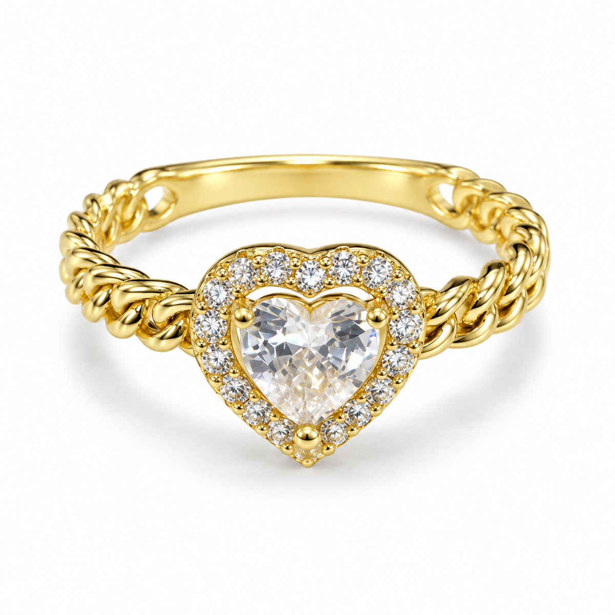 Crystal Heart Braided Ring