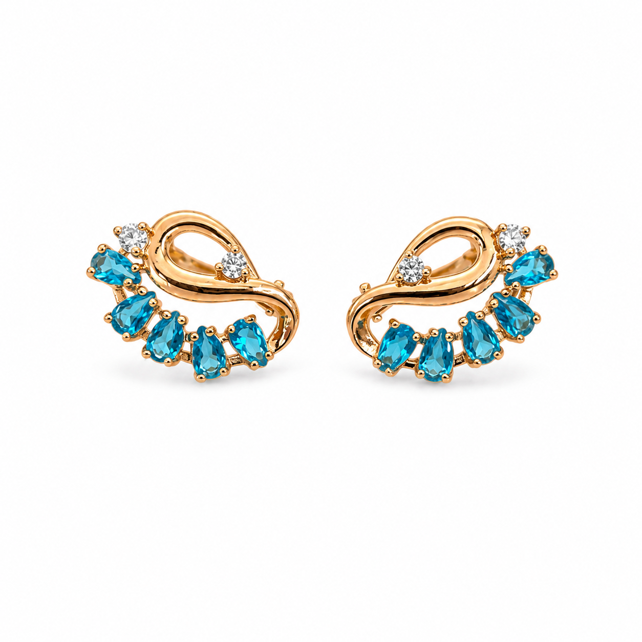 RoseGold Blue Crystal Earrings
