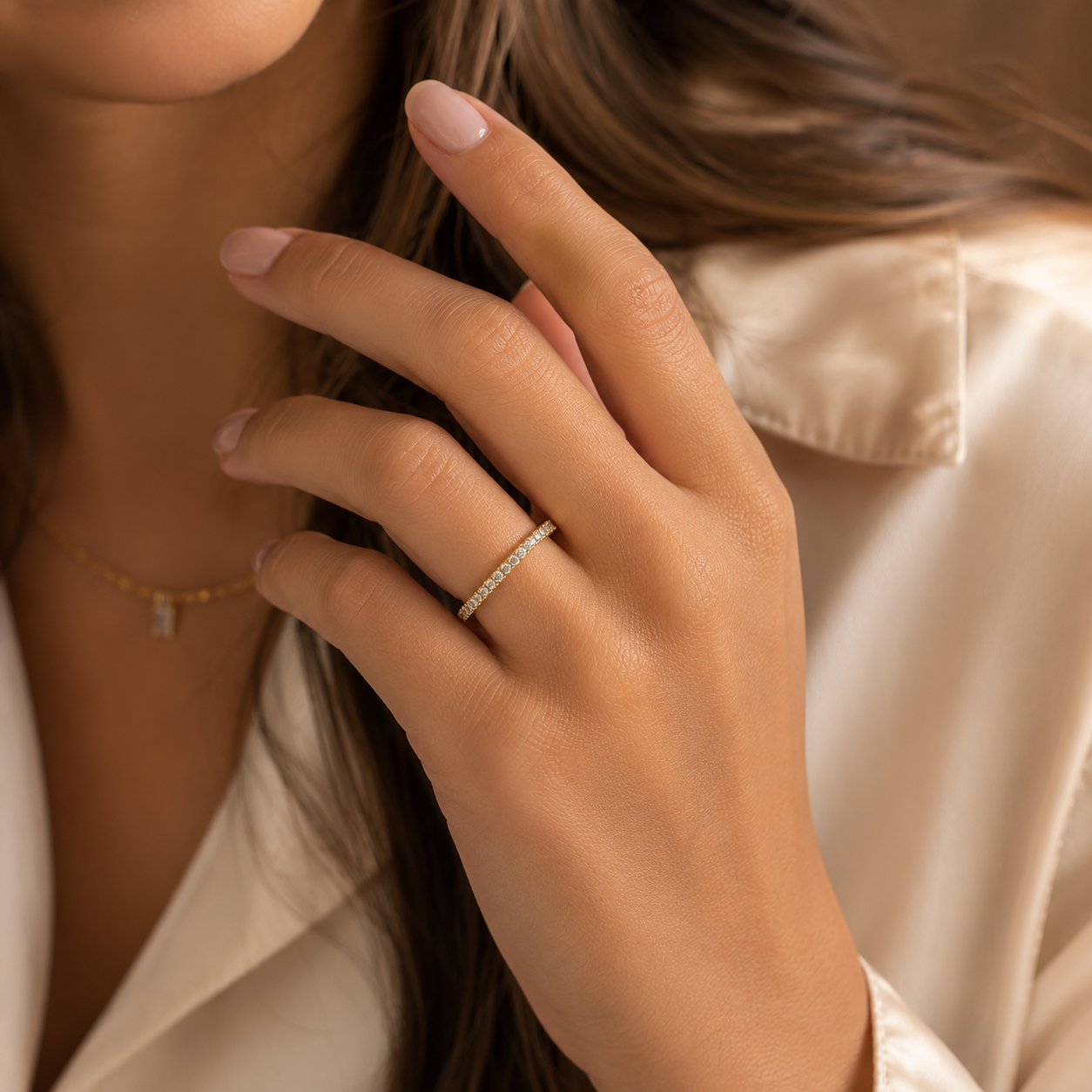 Thin pave Eternity Ring