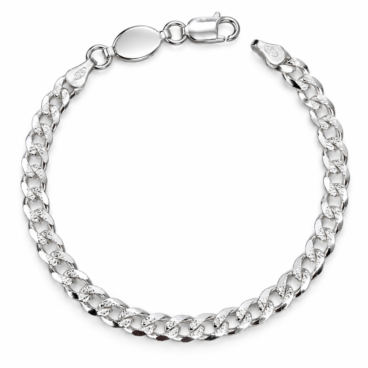 925 Sterling Silver Curb Chain Bracelet(5mm/21cm/11.3g)