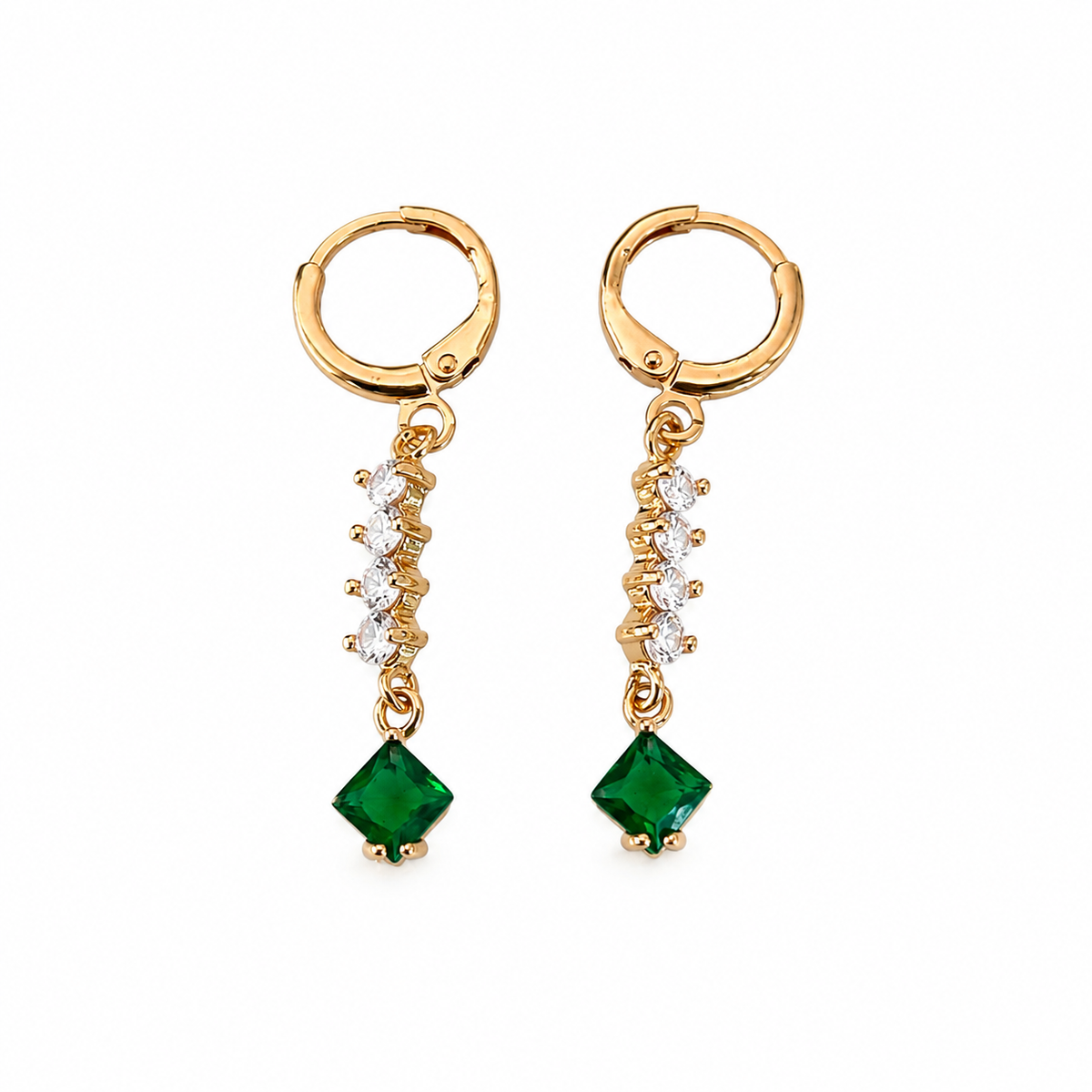 Emerald rosegold Drop Earrings