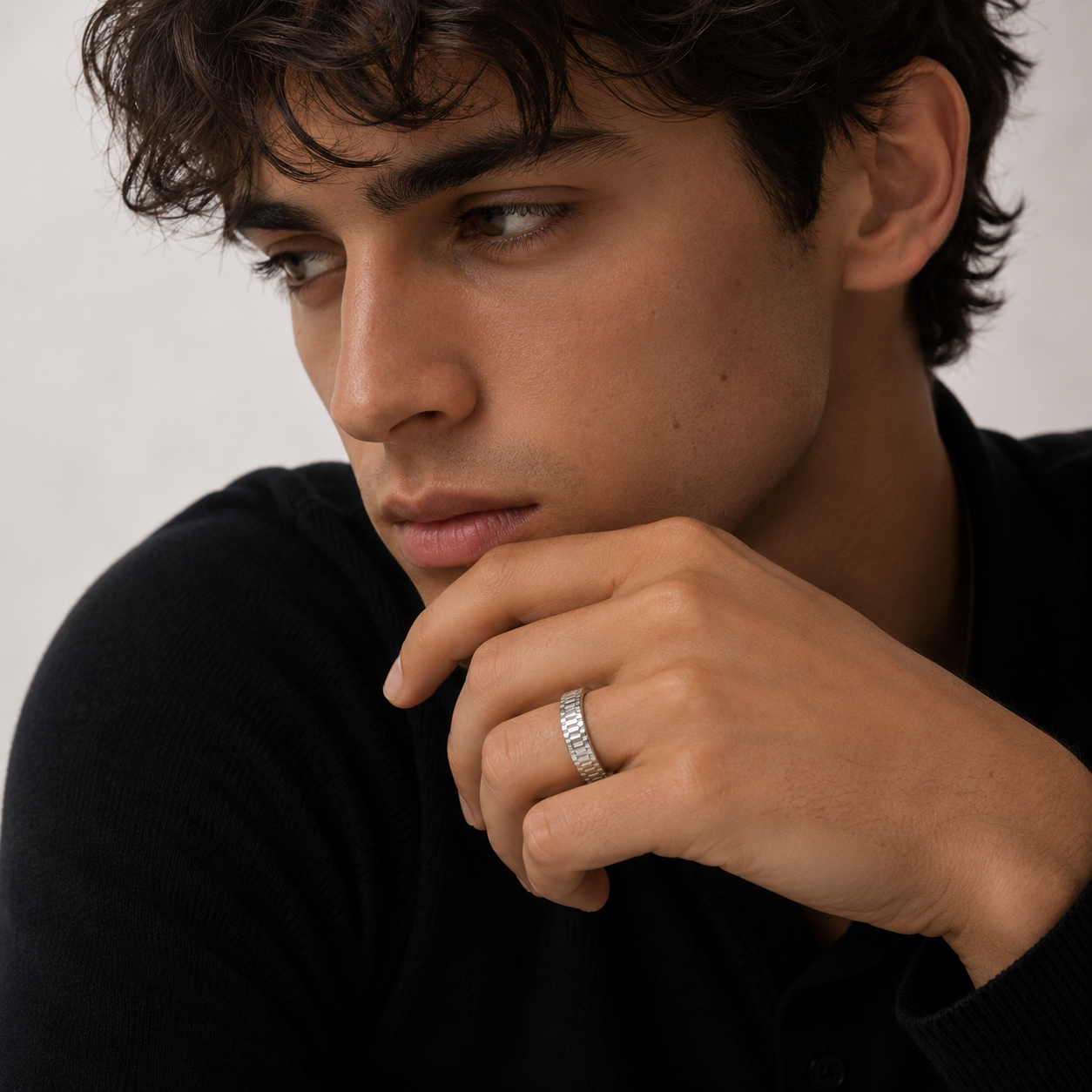 Silver 925 rolex – Modern Textured Ring