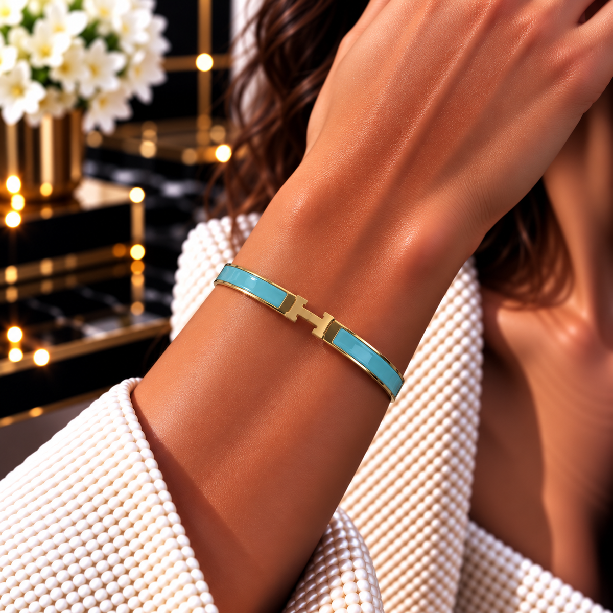 VIP H Enamel Interlock BANGLE – Multiple Colors