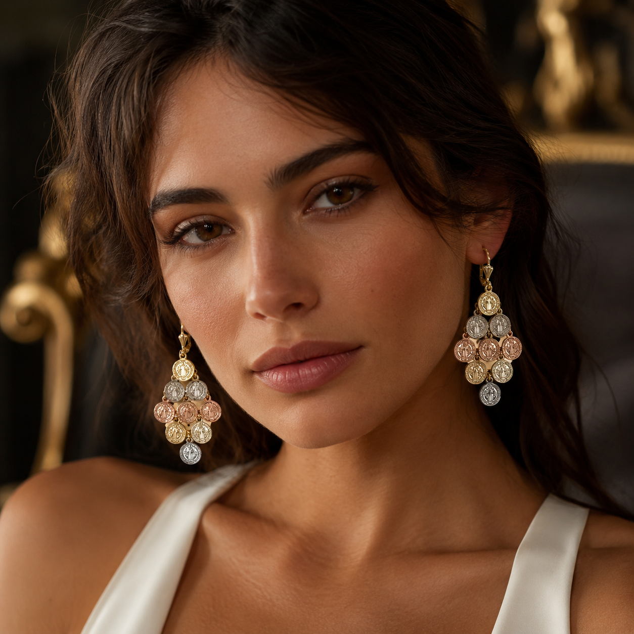 Saint Benedict Coin Tassel Earrings
