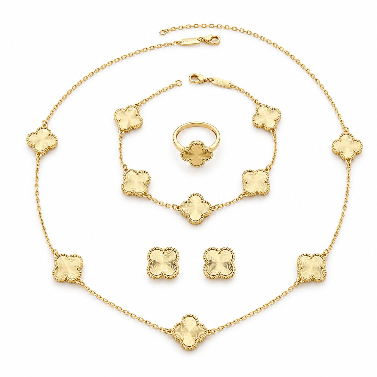 Golden Bloom Set – Necklace, Bracelet, Ring & Earrings