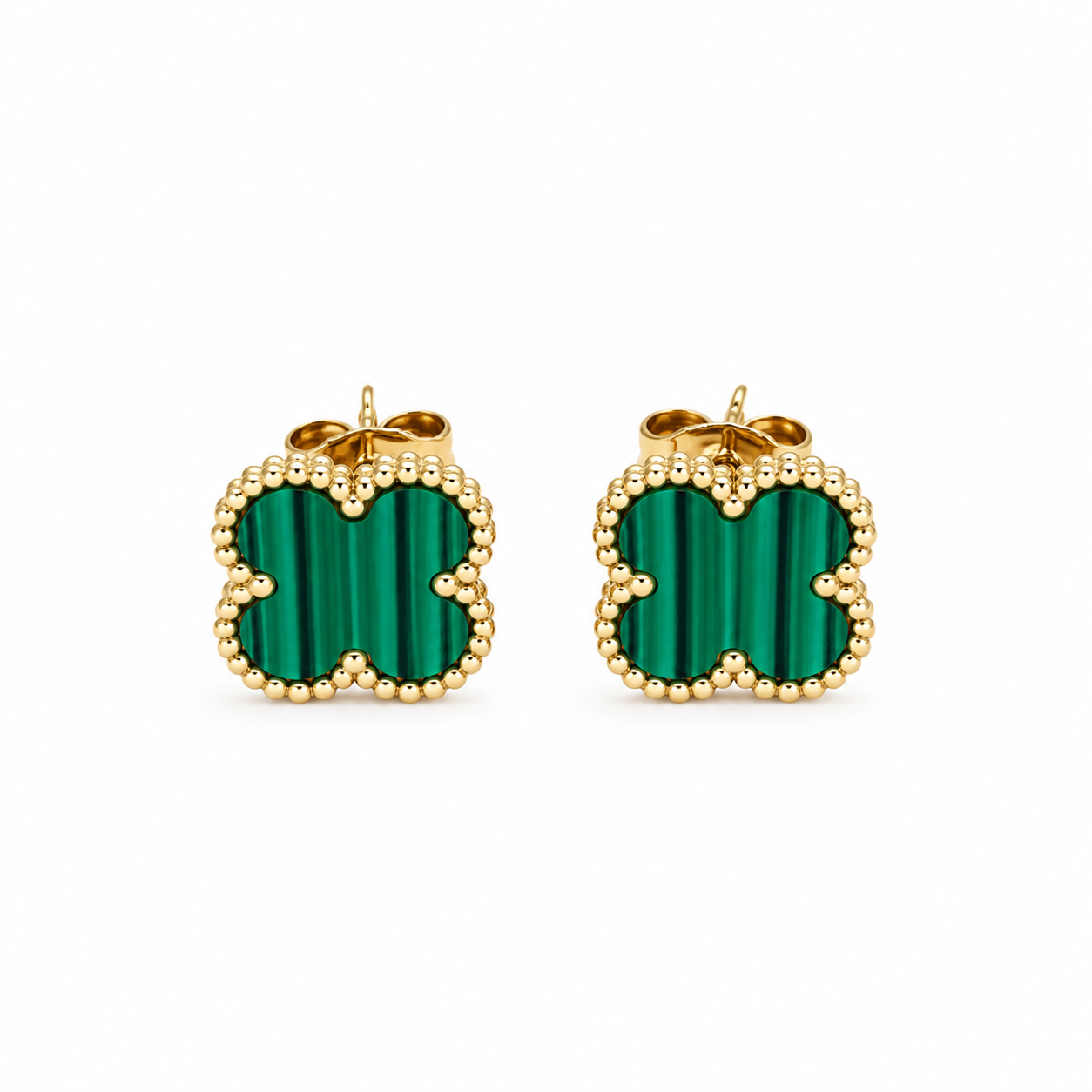Stainless steel green Clover Stud Earring
