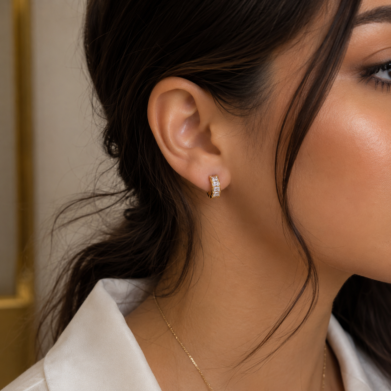 Princess-Cut Huggie Earrings