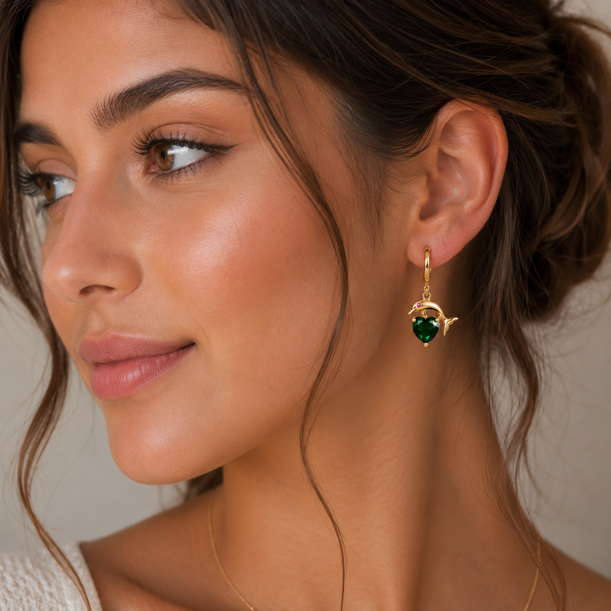 Dolphin Heart Drop Earrings
