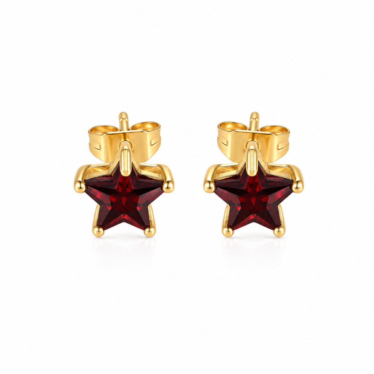 Ruby Star Stud Earrings