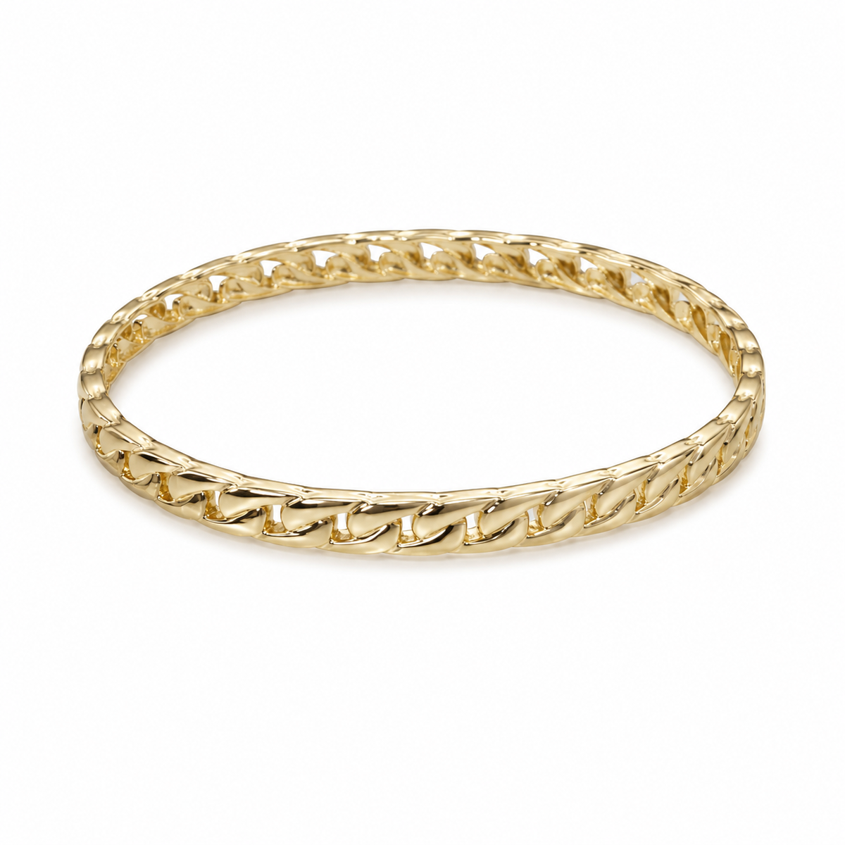Slim Cuban Link Bangle – Minimal Gold Elegance | Poshewix