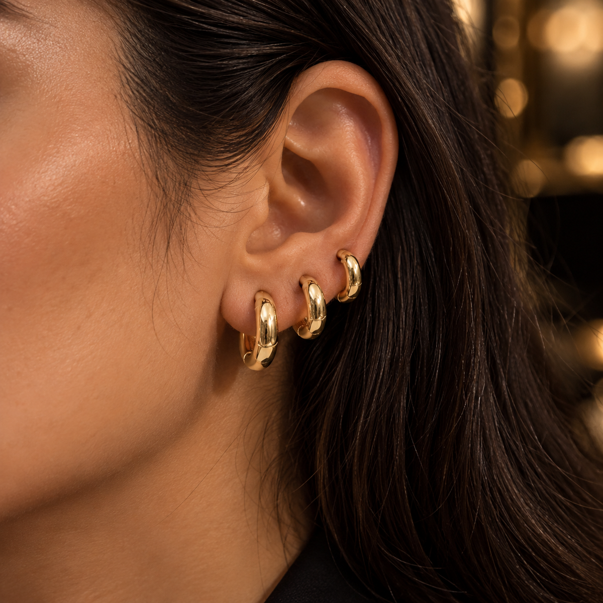 Chunky Huggie Hoop Earrings set ✨