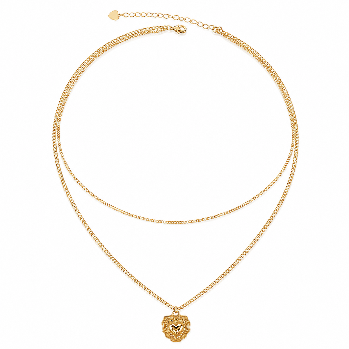 “Sweetheart Charm” Layered Necklace – 18K Gold-Plated