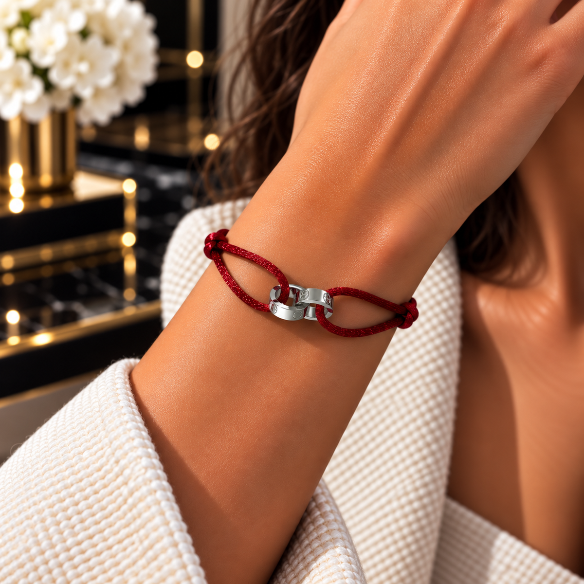 Love silver color Cord Bracelet – Adjustable Unisex Design