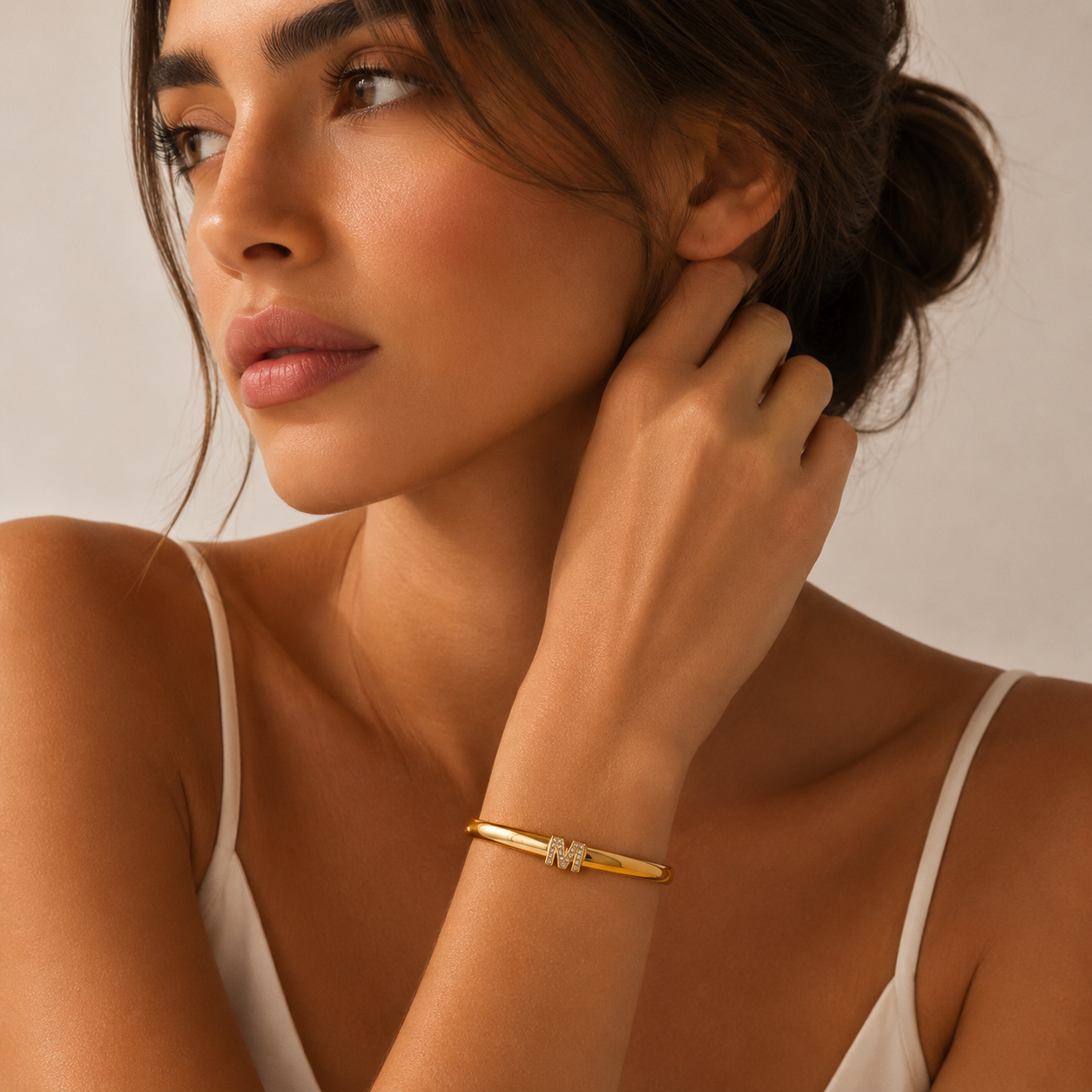 Golden Initial “M” Bangle