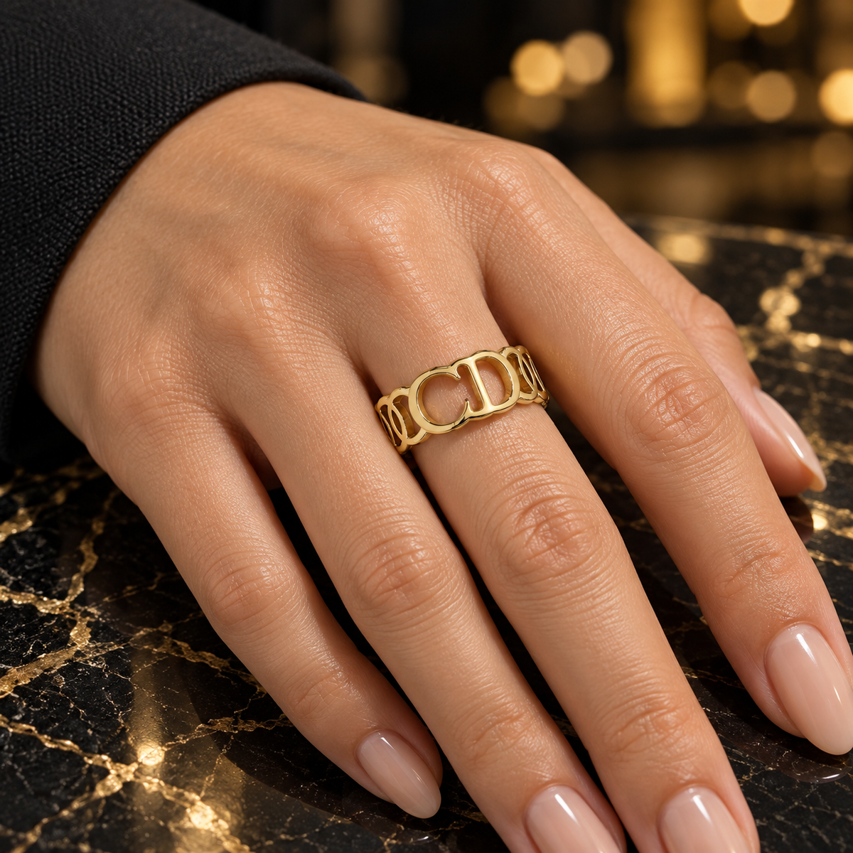 S.steel Luxury Cut-Out Ring – 18K Gold-Plated CD