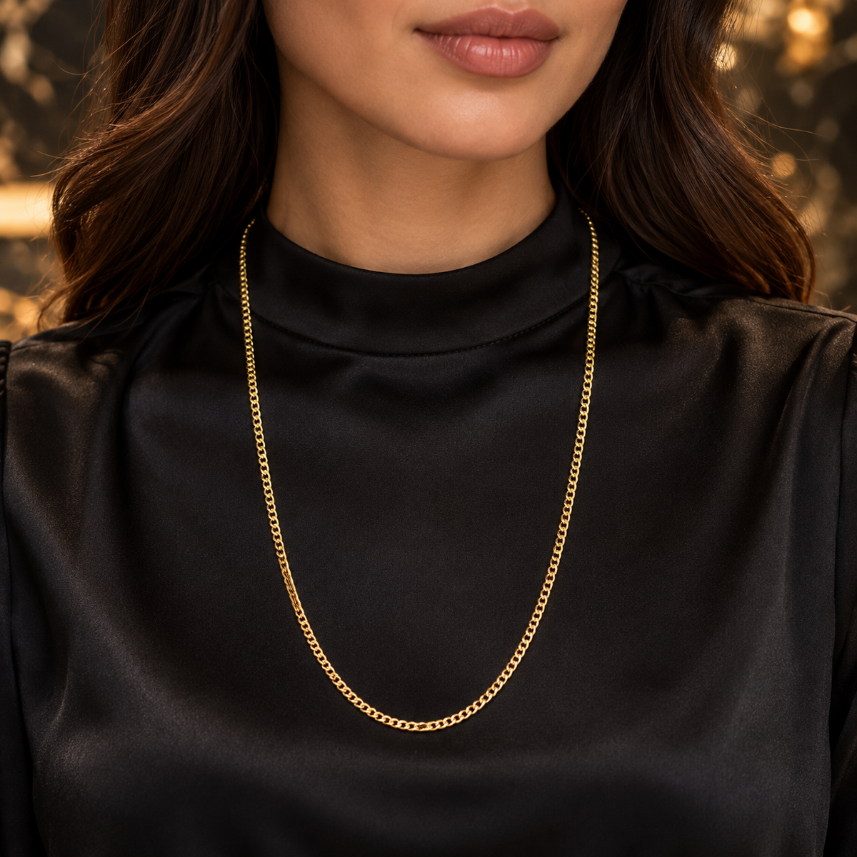 Curb Chain Necklace – Classic Golden Shine