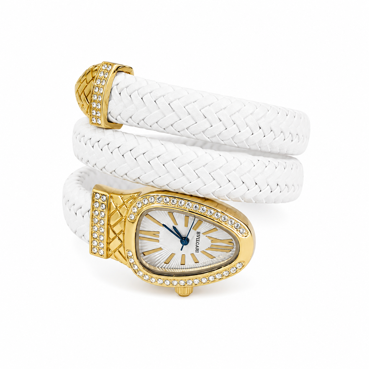 Serpenti Wrap Leather Watch – Gold Case with Crystals