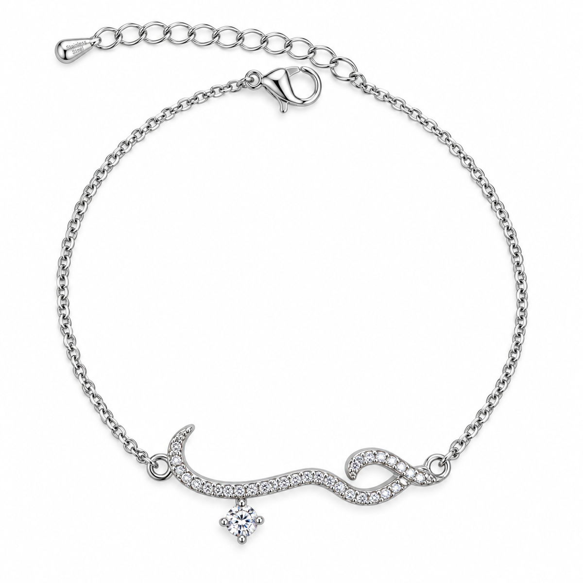 Arabic حب love Wave Drop Bracelet – Minimal Sparkle ✨