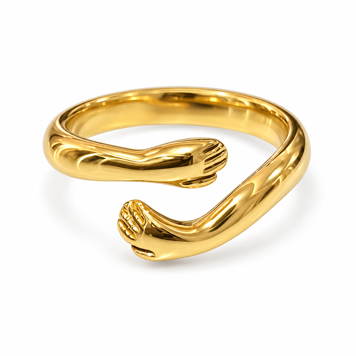hug Embrace golden Ring
