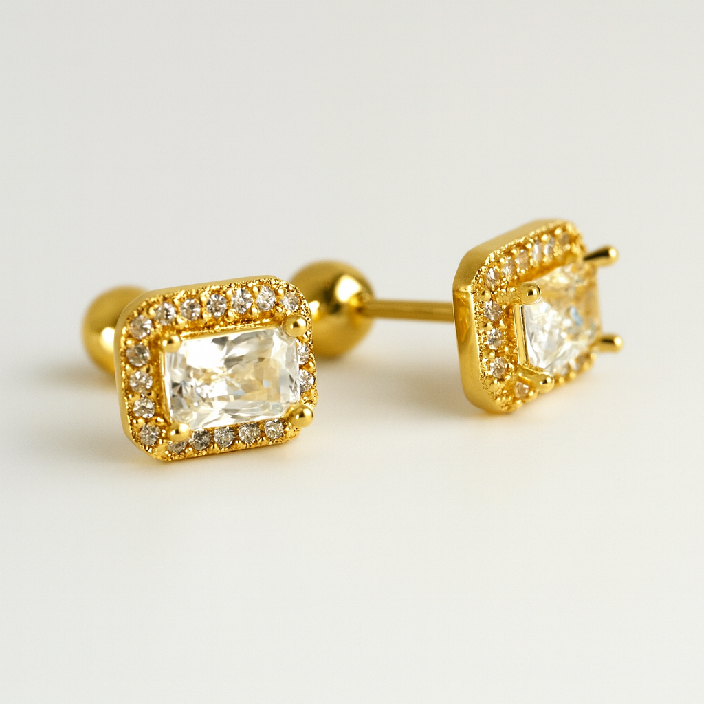 stone frame “Crystal Radiance” Stud Earrings ✨