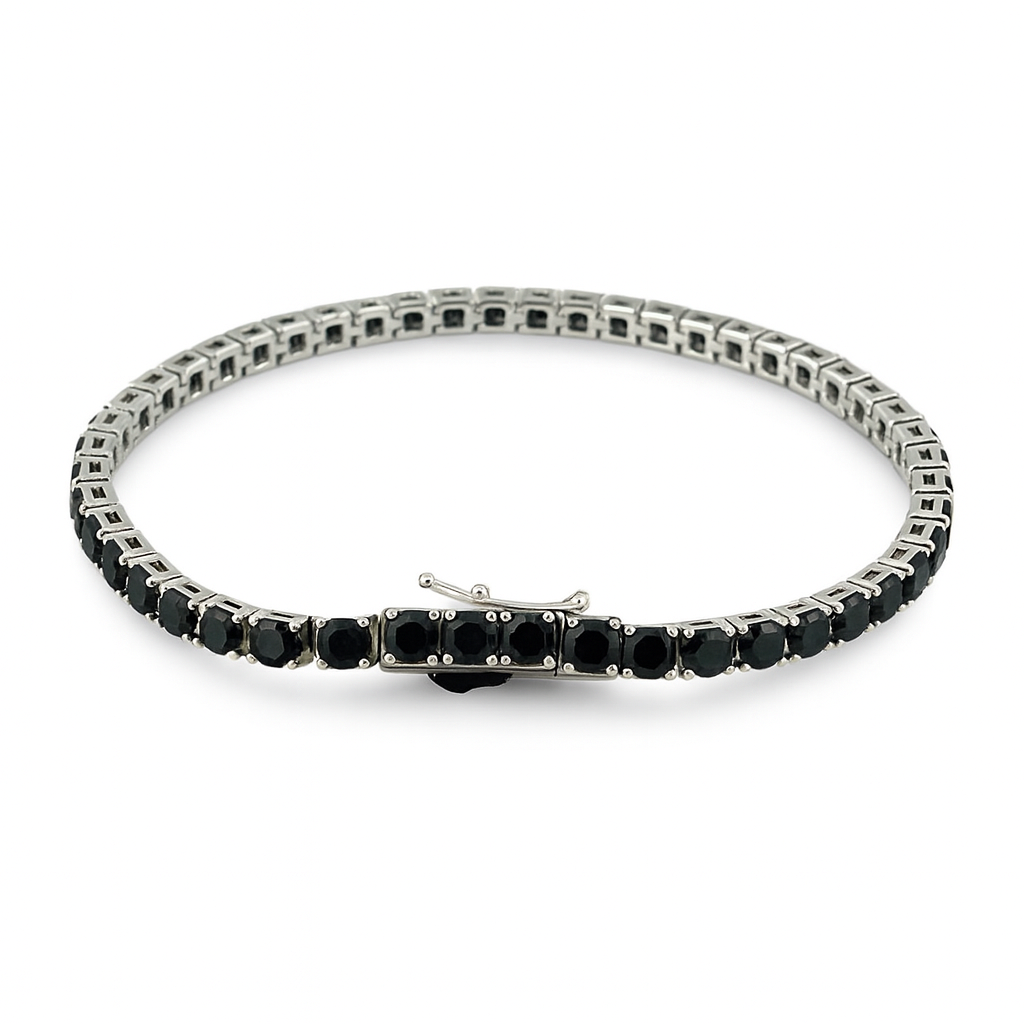 Silver 925 (silver&black) diamondlite Tennis Bracelet – Black Crystal Elegance