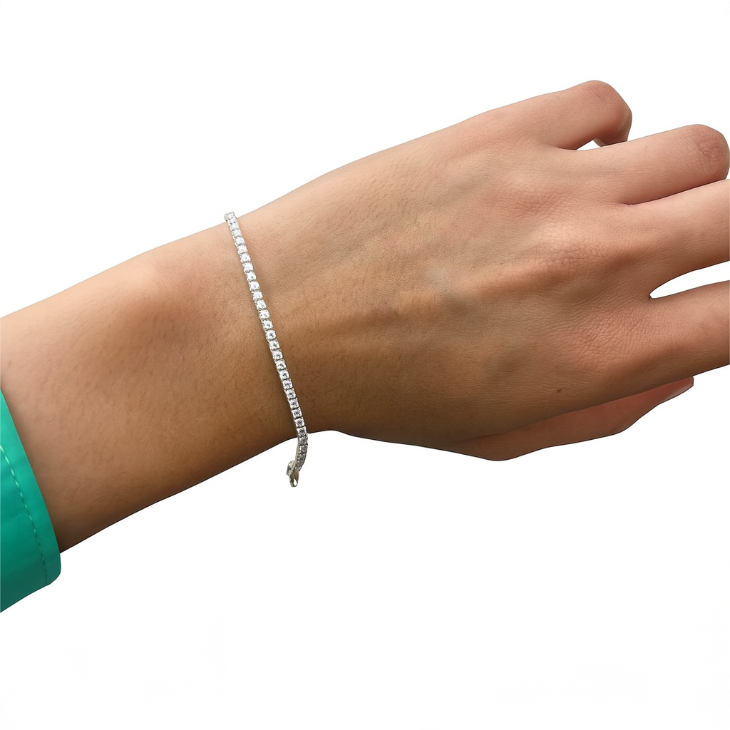 Thin Silver 925 Tennis Bracelet – Classic Crystal Elegance