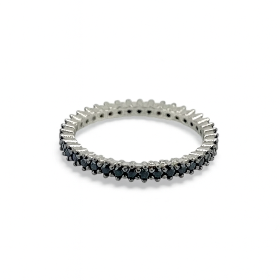 Silver 925 thin Harmony Ring – Black & Silver Duo