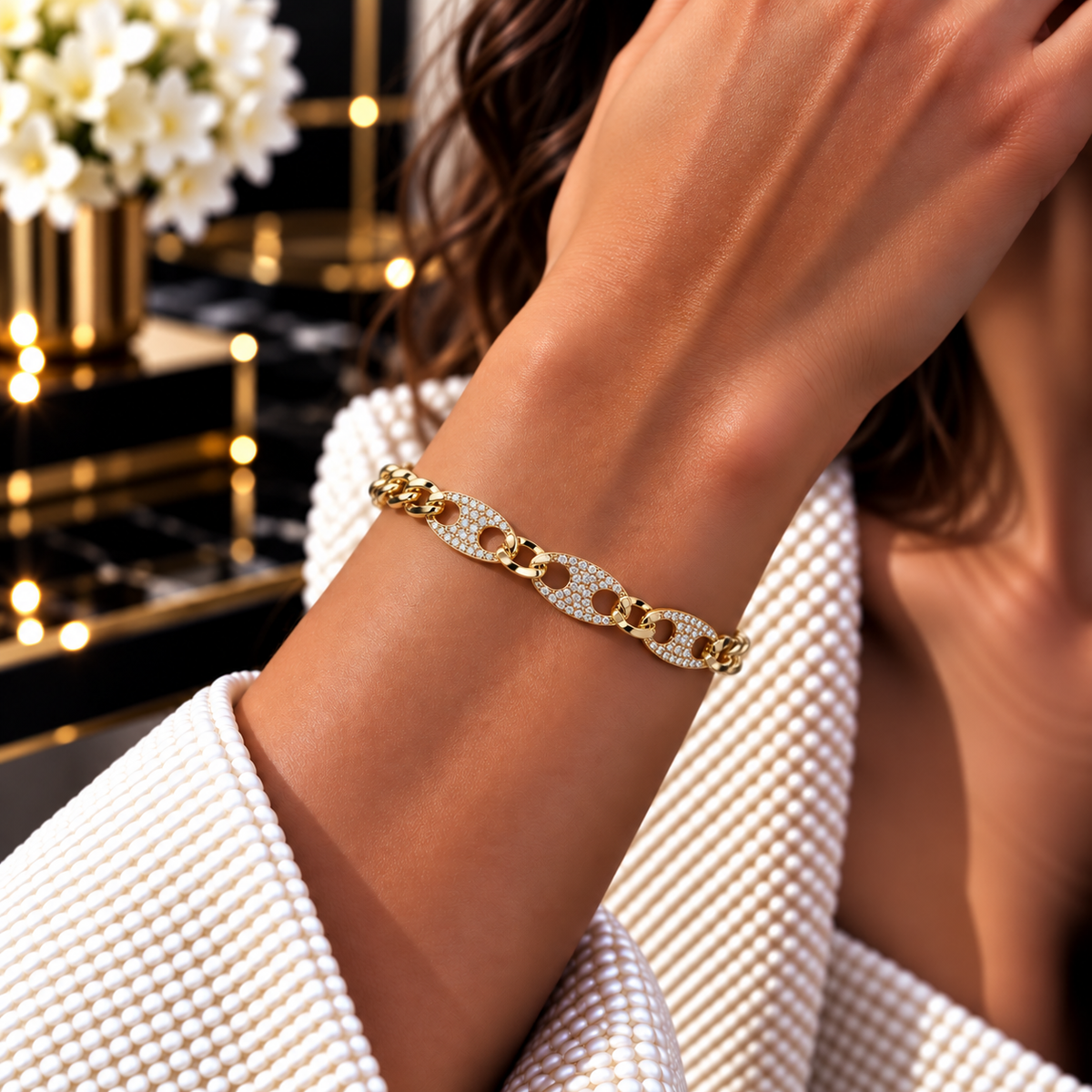 Starlink Pavé Bracelet – Gold Luxe Edition
