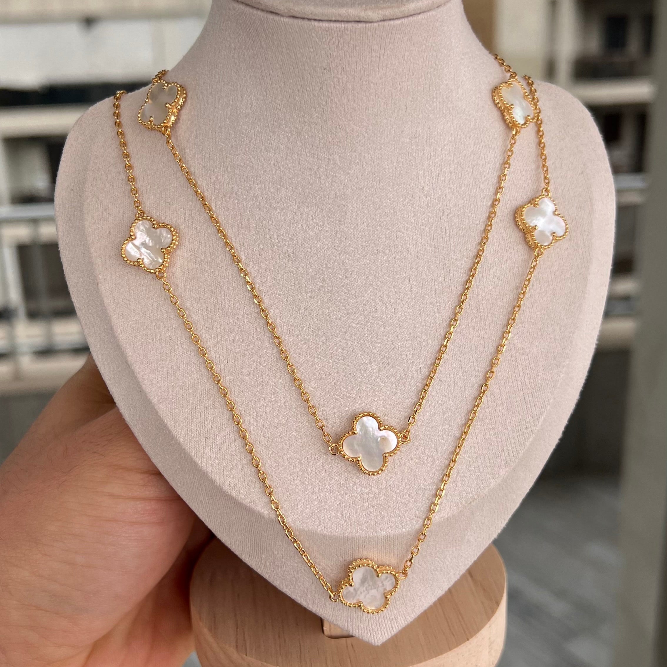 Van Cleef Clover Charm necklace – 18K Gold Plated Elegance