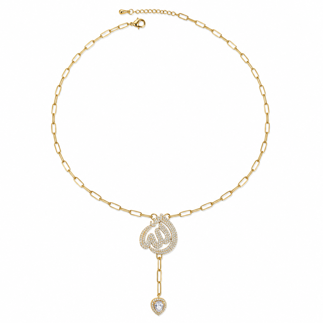 ✨ALLAH Arabic Calligraphy Heart Drop Necklace
