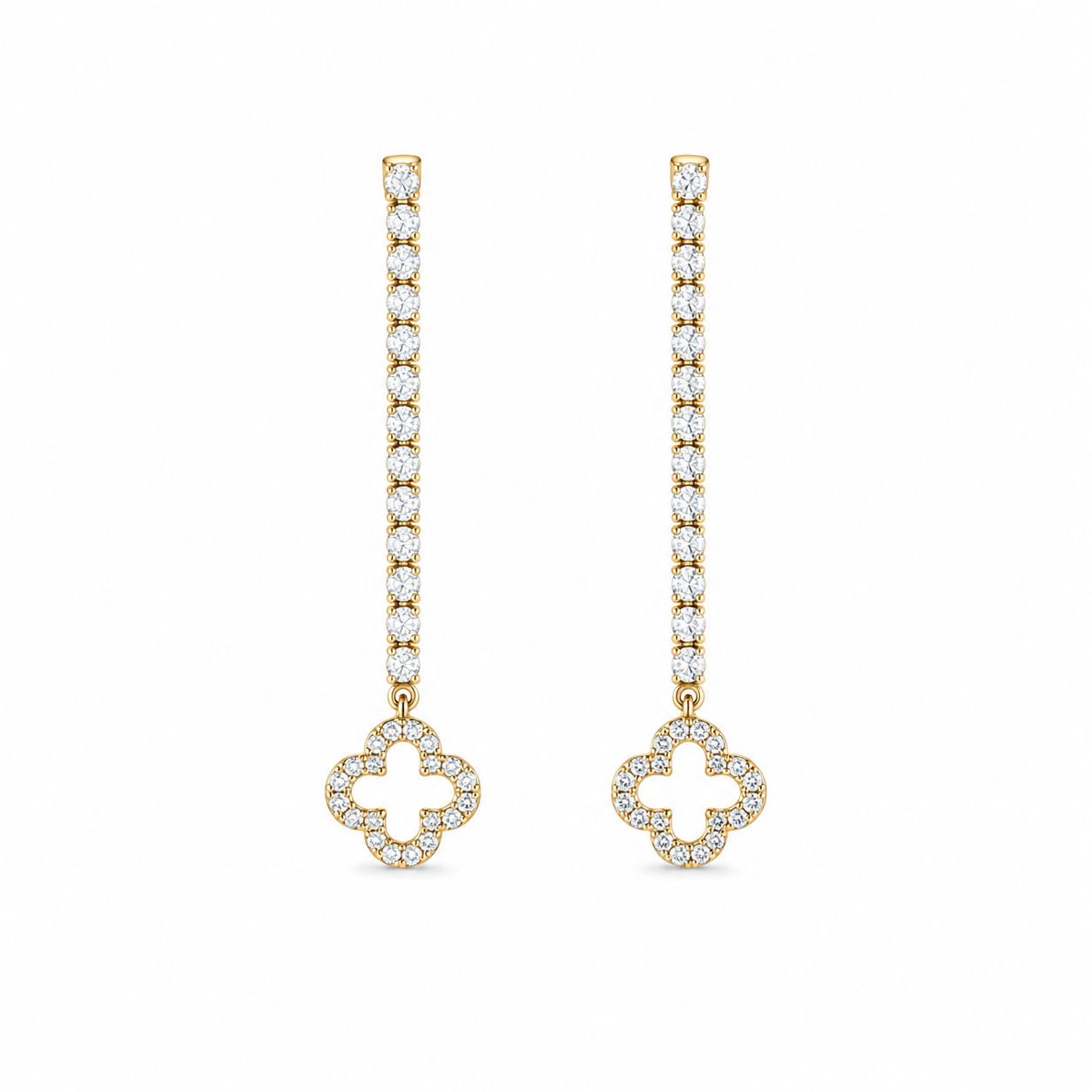 Golden Clover Drop Earrings