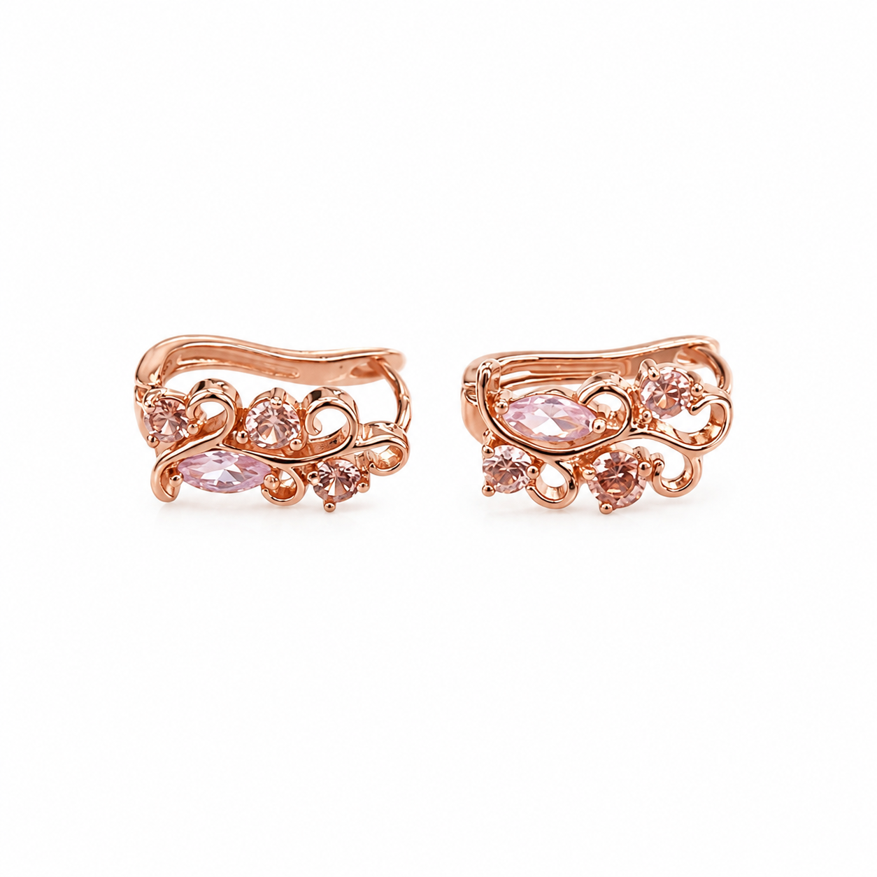 RoseGold Pink Crystal Earrings