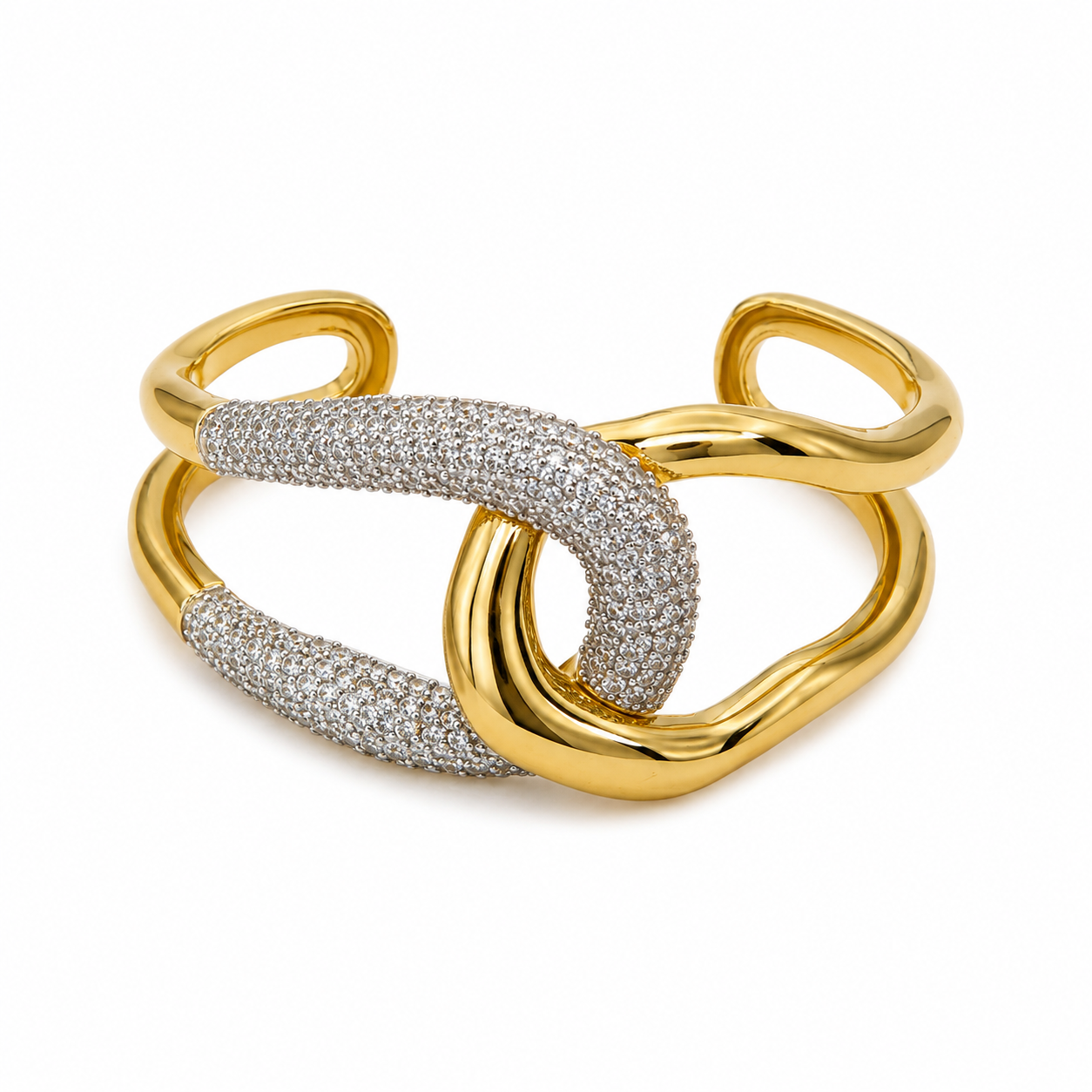 Gold Interlock Pavé Cuff – Bold & Chic