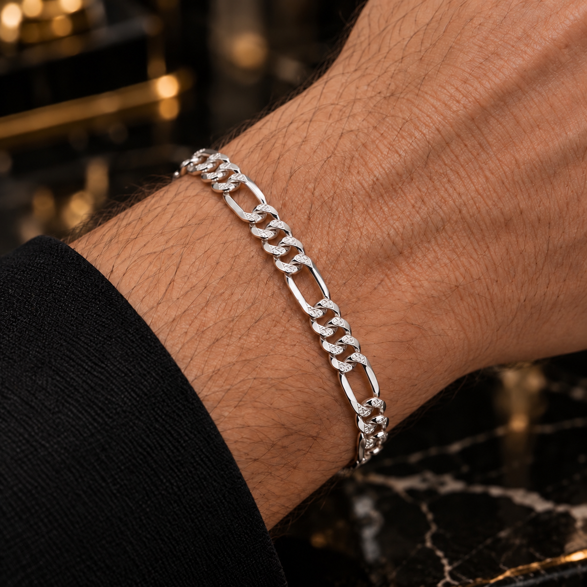 925 Sterling Silver Figaro Bracelet(20.5cm/5mm/10.4g)