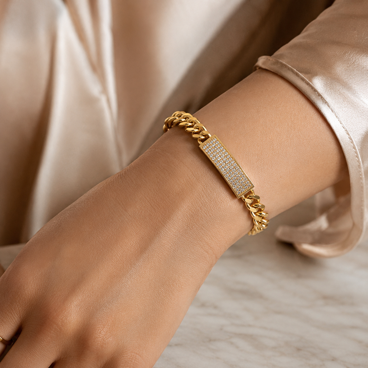Strip Crystal Bar Cuban Bracelet