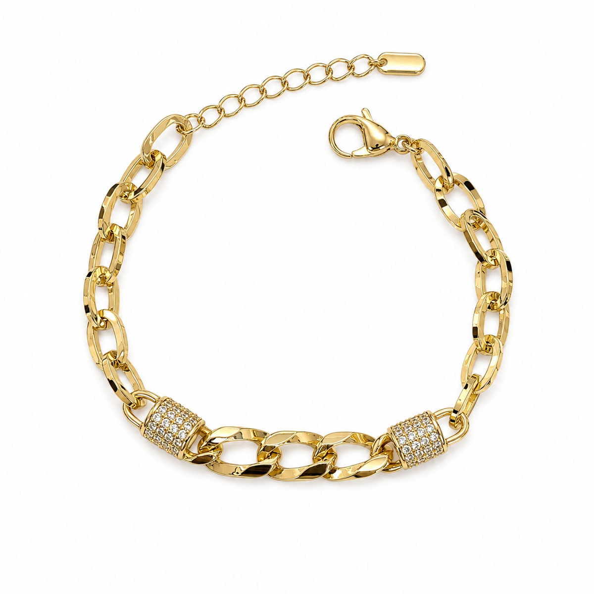 Crystal Accent Link Bracelet(9mm)