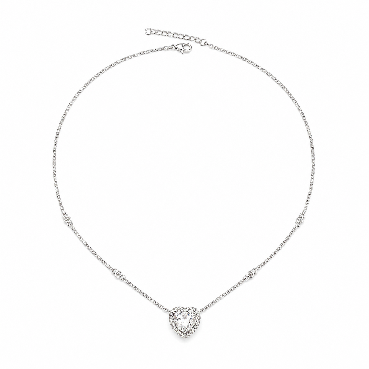 silver 925 pandora Heart Crystal Necklace – Silver Elegance