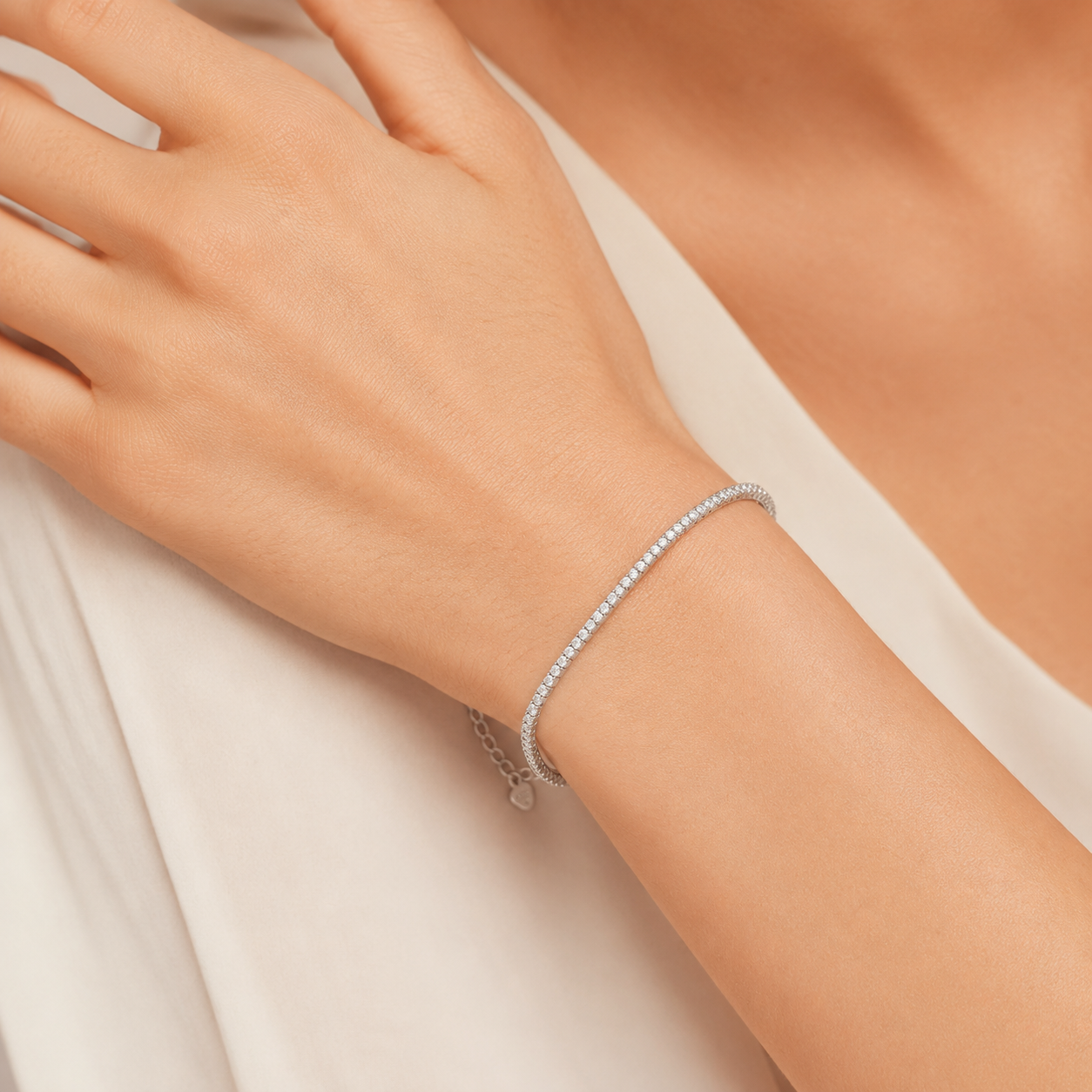 Thin Silver 925 Tennis Bracelet – Classic Crystal Elegance