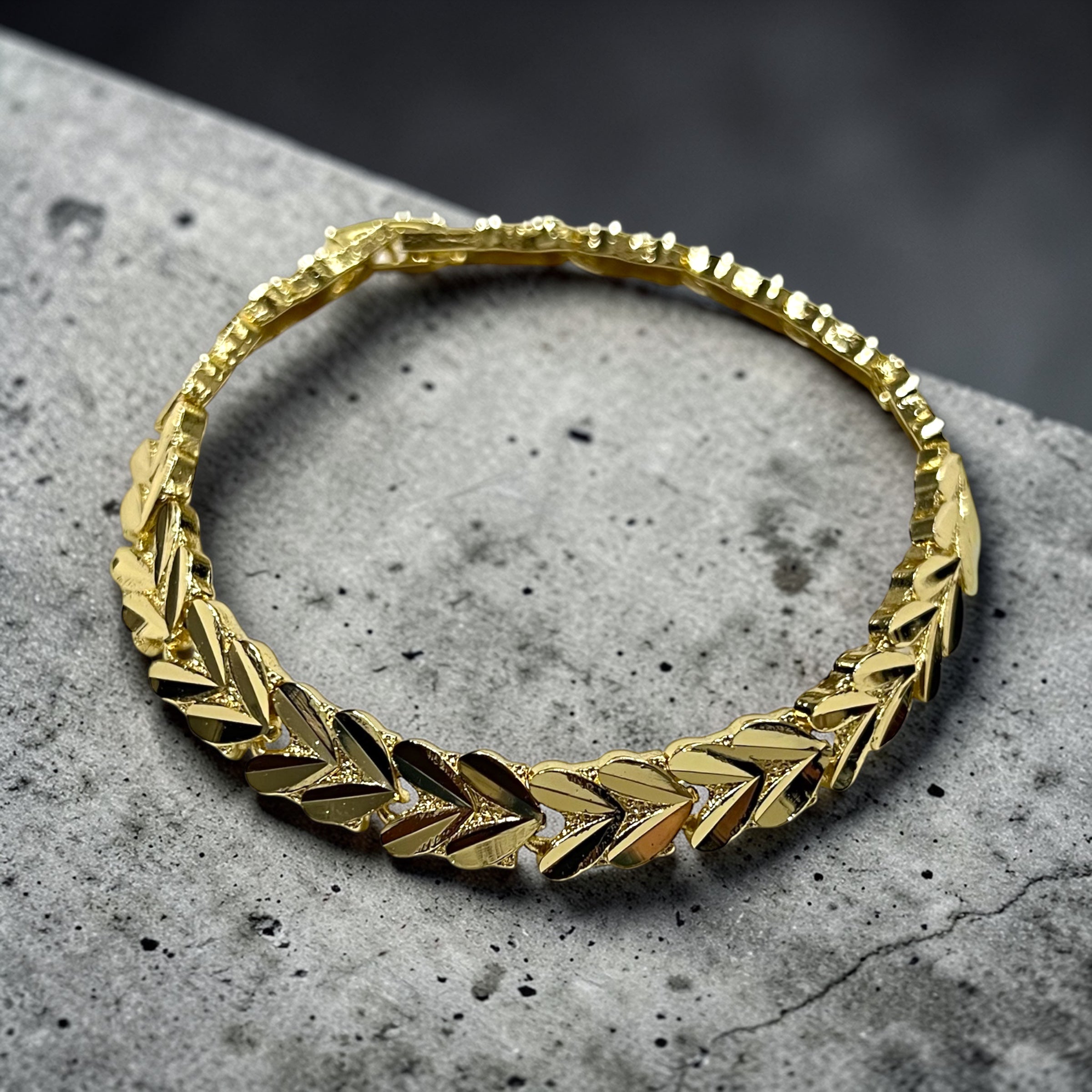 Sleek Chevron Link Gold Bracelet