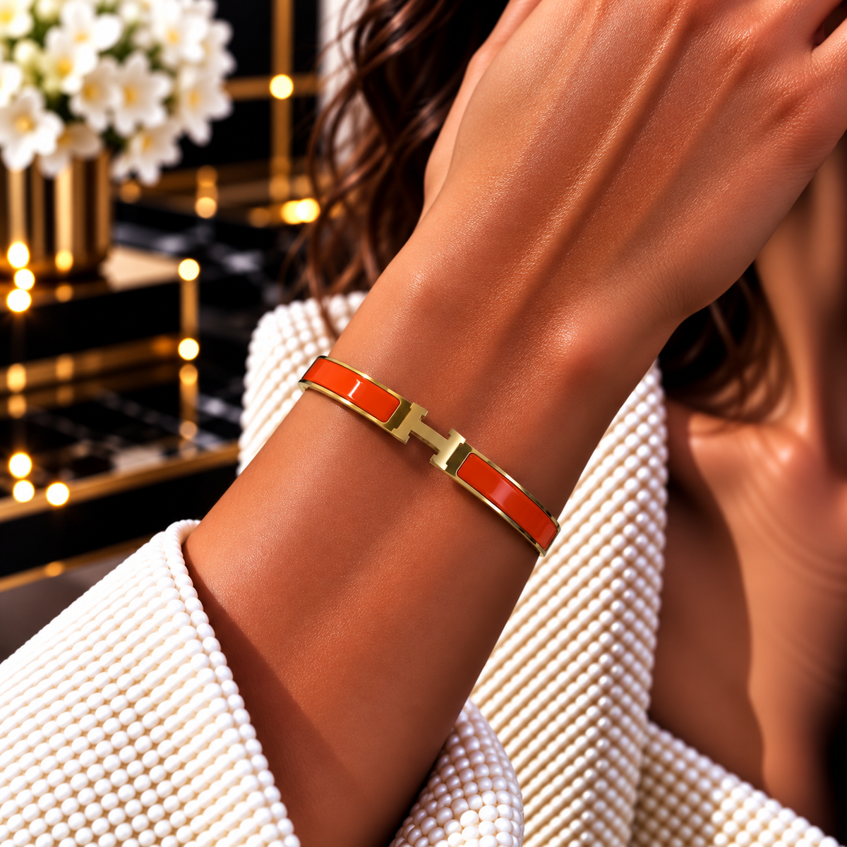 VIP H Enamel Interlock BANGLE – Multiple Colors