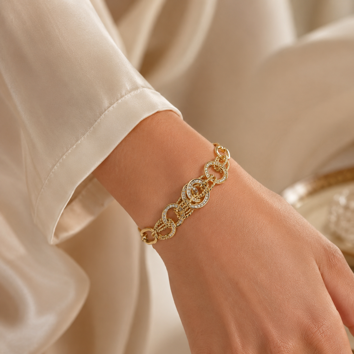 Crystal Circle Multi-Chain Bracelet