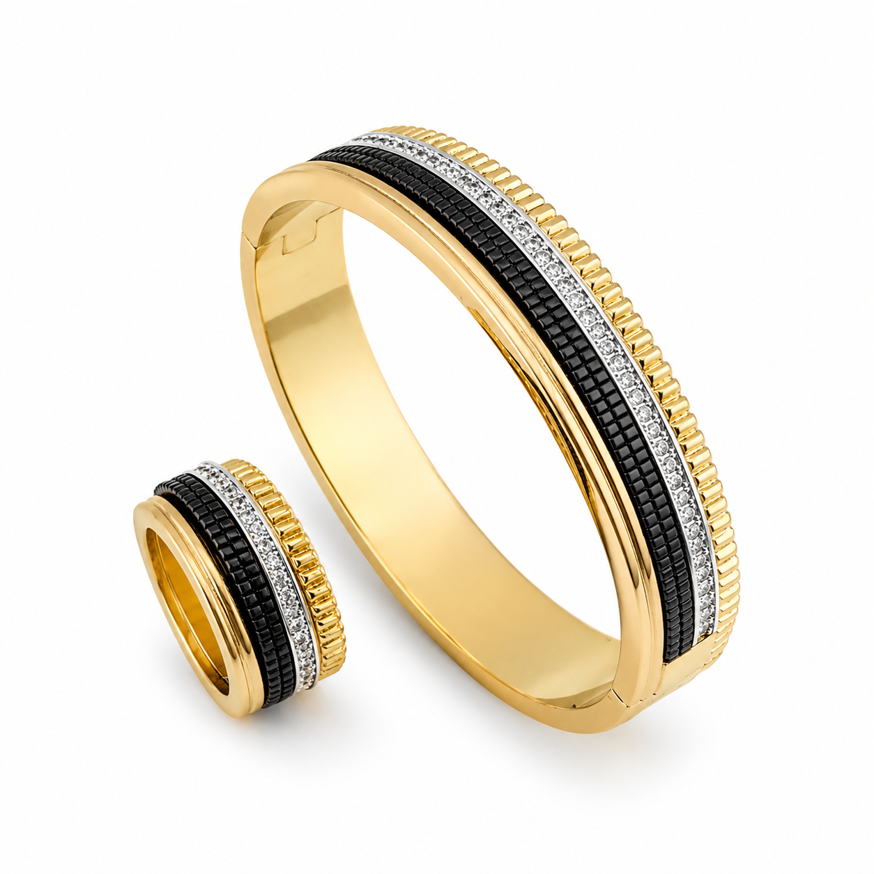 bocherone Tricolor Luxe Bangle & Ring Set β Bold Elegance Redefined β¨