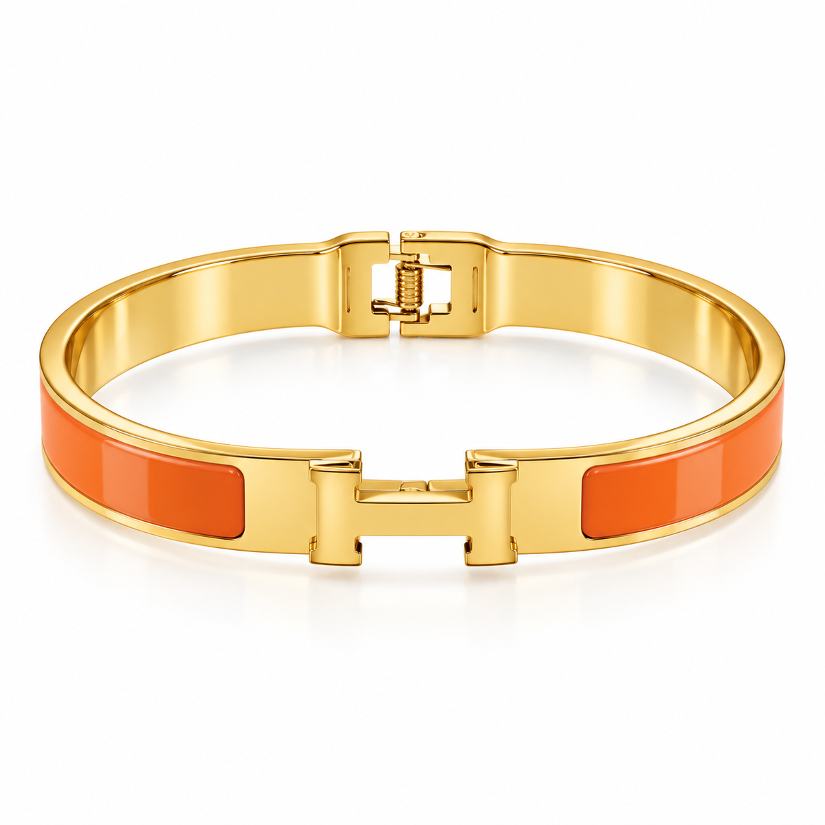 Tangerine Enamel Interlock Bangle