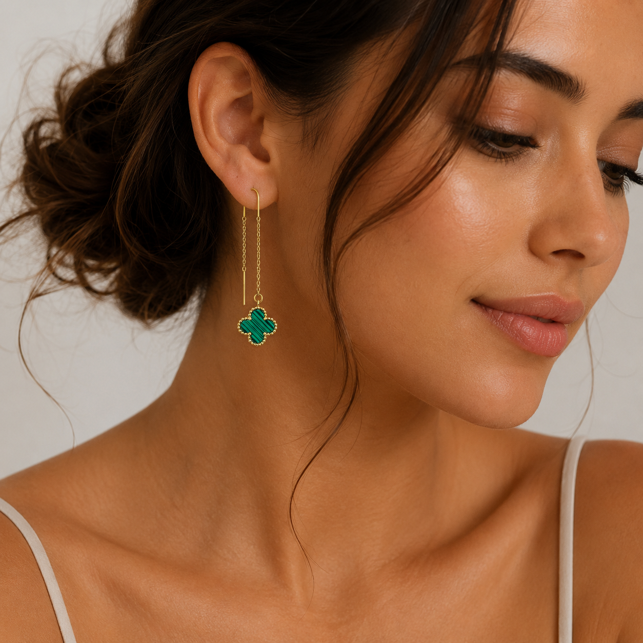 Vancleef Threader Earrings – Black & Green