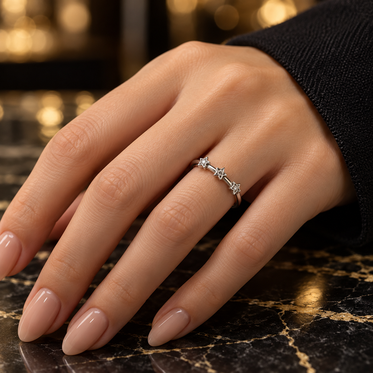 Starlight Trio Silver Ring