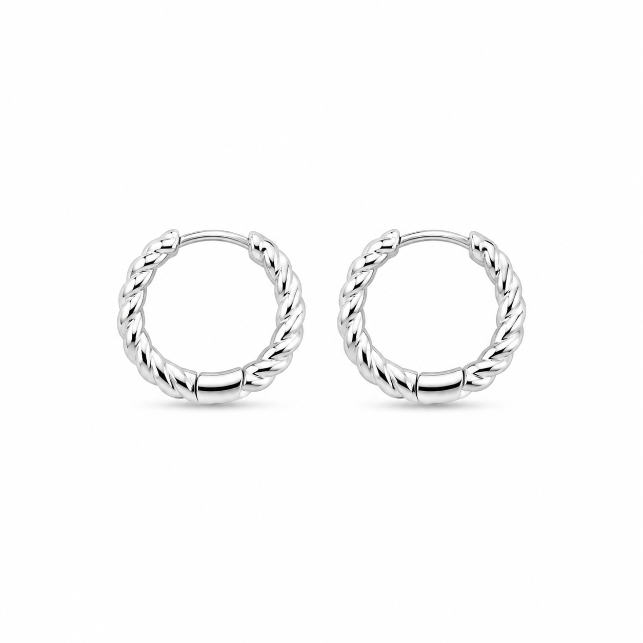 Twisted Silver color Hoops earrings