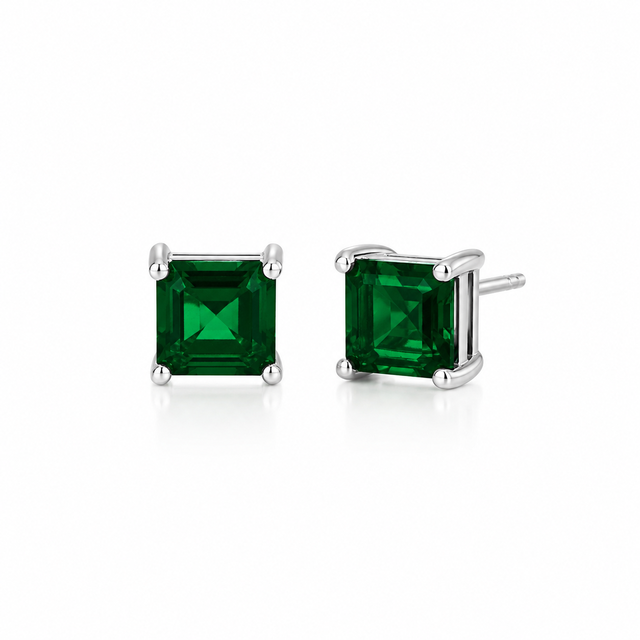 Square-Cut Gemstone Stud Earrings