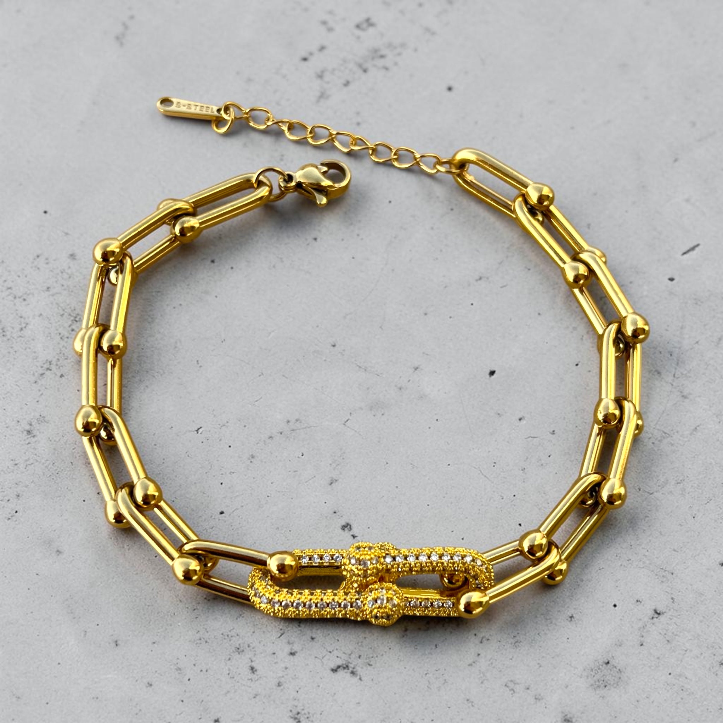 Stainless steel Tiffany Link Chain Bracelet – Gold Statement