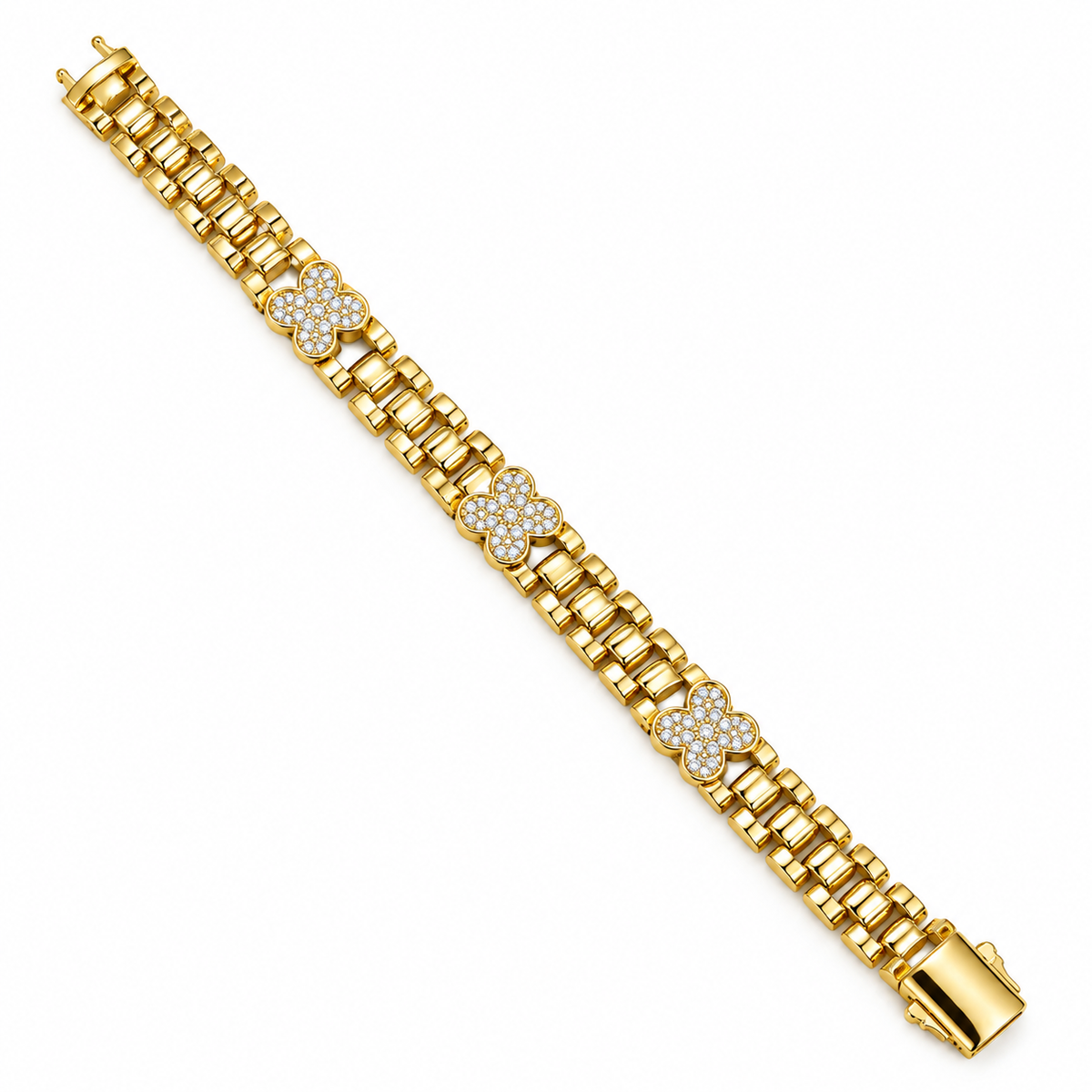 Role-x Three Crystal Clover Link Bracelet