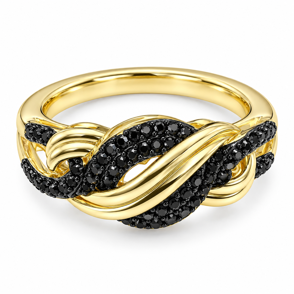 Noir Twist Ring – Gold & Black